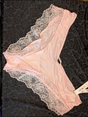 Victoria's Secret Soft Blush Satin panties with Lace Trim